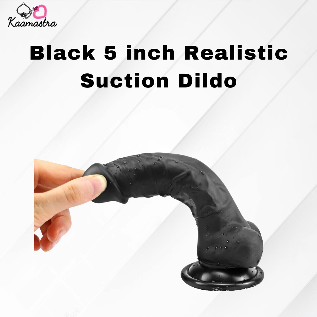 Black 5 inch suction dildo on Kaamastra 