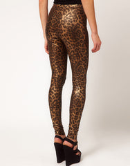 Kaamastra Leopard Print Golden Leggings Size L