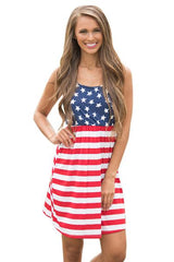 Kaamastra Red & Blue American Flag Style Half Sleeve Top