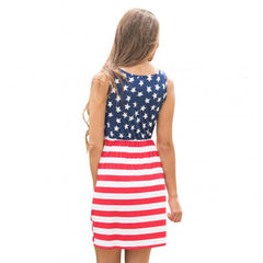 Kaamastra Red & Blue American Flag Style Half Sleeve Top