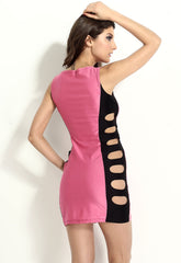 Kaamastra Pink & Black Polyester Mini Women's Dress