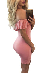 Kaamastra Pink Off Shoulder Mini One Piece Dress