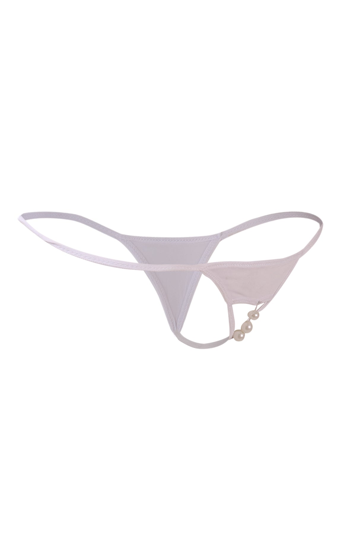 Kaamastra Women's Sexy Open Crotch Pearl Thong White