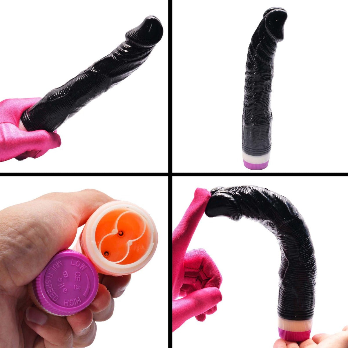 Kaamastra Black Silicone Vibrating Dildo