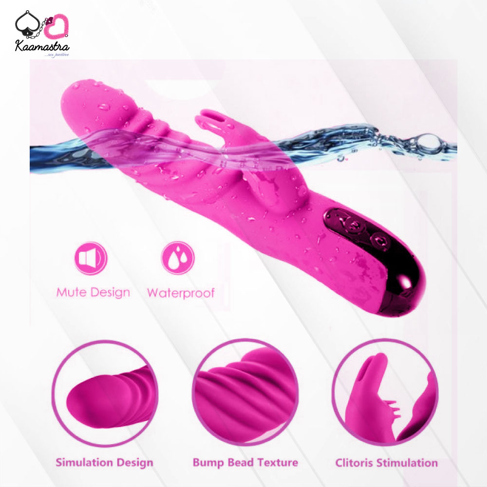 Kaamastra Pink Silicone 30 Functions Vibrator with Clit Stimulator