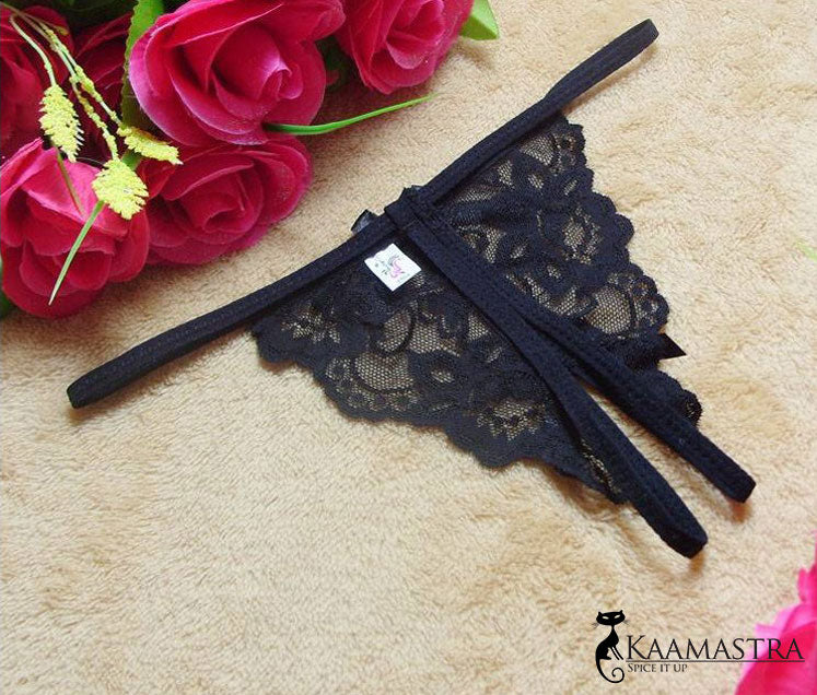 Kaamastra Black Crotchless Thong