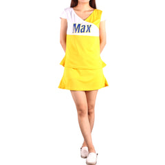 Kaamastra Yellow Casual Dress V-neck Mini Skirts For Women