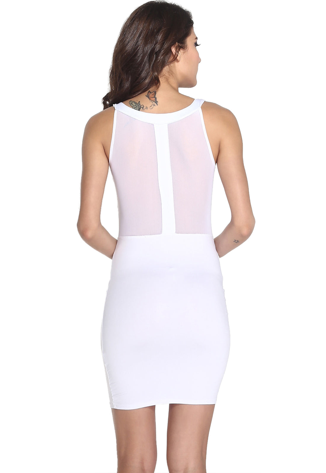 Kaamastra Sexy Mesh Bandage Illusion White Mini Dress