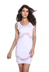 Kaamastra White Mesh Cutouts Bodycon Dress