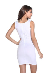 Kaamastra White Mesh Cutouts Bodycon Dress