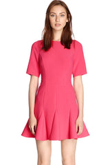 Kaamastra Pink Fluted Hem Skater Dress