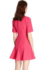 Kaamastra Pink Fluted Hem Skater Dress