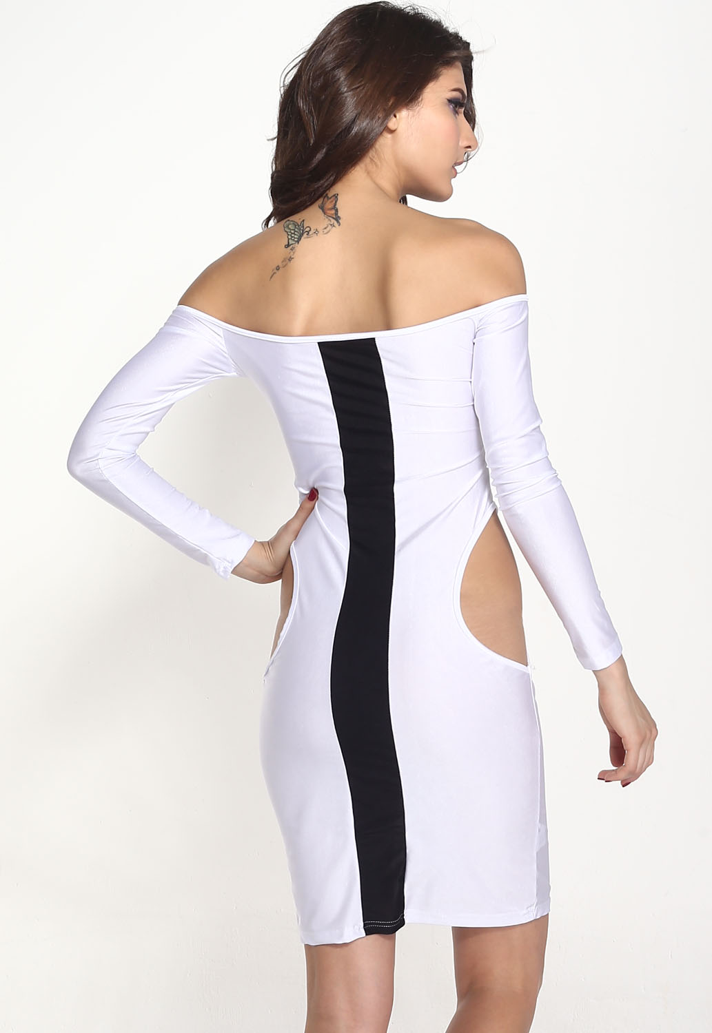 Kaamastra Sexy Symmetrical Slim Fit White Midi Dress