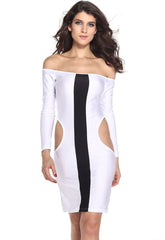 Kaamastra Sexy Symmetrical Slim Fit White Midi Dress